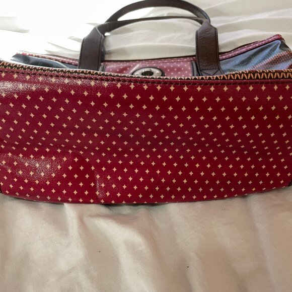 Fossil Key-Per Vinyl Coated Shoulder Tote Bag Approx 16.5" x 10.5" Multicolored - Picture 4 of 16